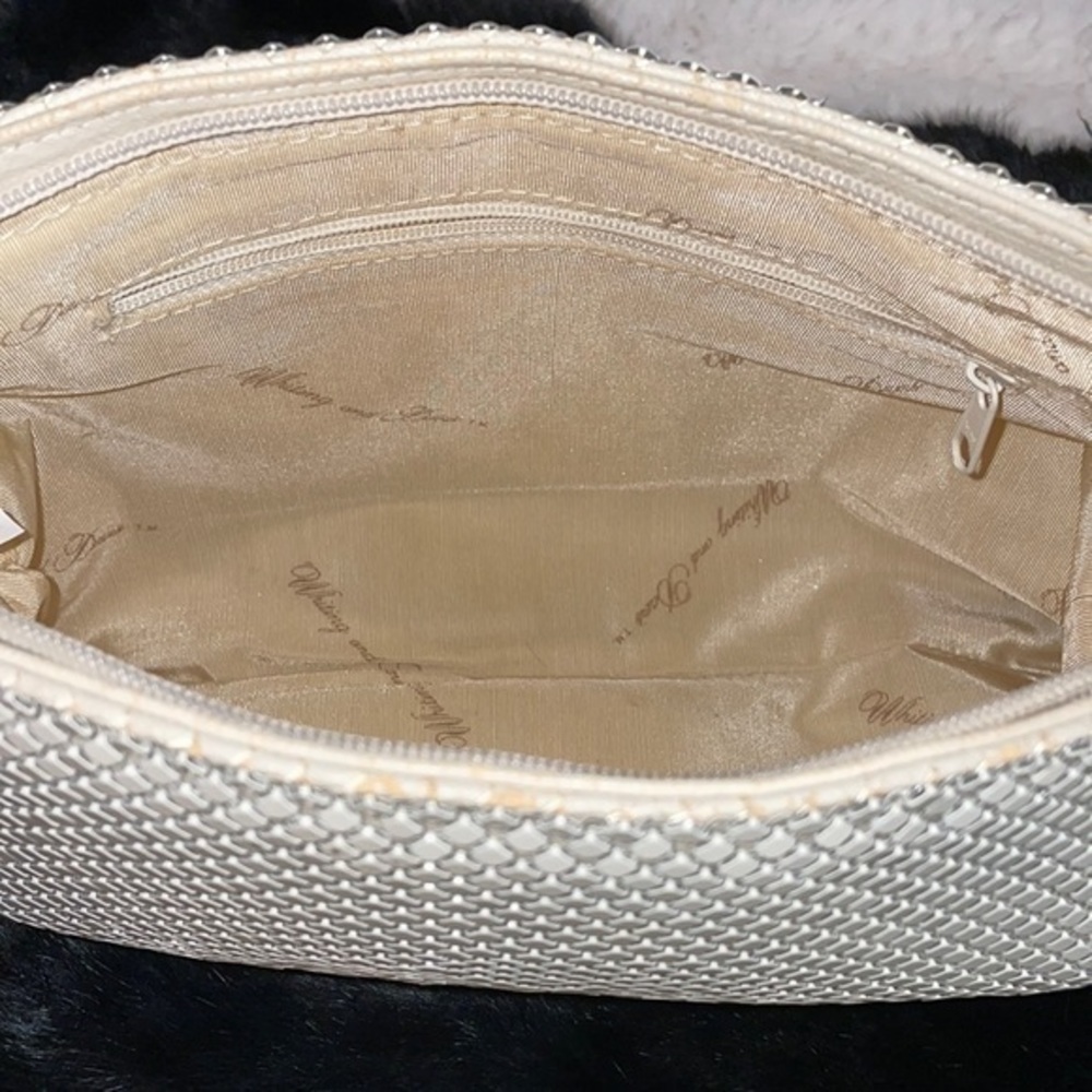 WHITING DAVIS Mesh Cream Vintage Clutch Bag‎ - Picture 7 of 7